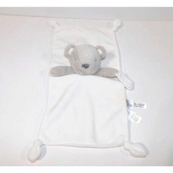 Carter's Gray Rattle Bear White Security  Blanket Pacifier Holder Plush Lovey - Picture 3 of 6